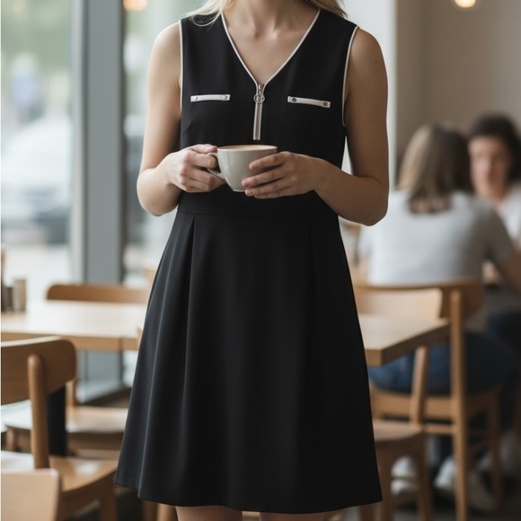 Anne Klein Dresses & Skirts - Anne Klein Black Sleeveless Mini Dress with White Accents